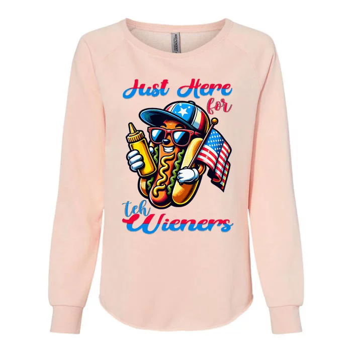 Hot Dog IM Just Here For The Wieners 4th Of July Womens California Wash Sweatshirt