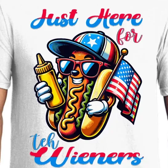 Hot Dog IM Just Here For The Wieners 4th Of July Pajama Set