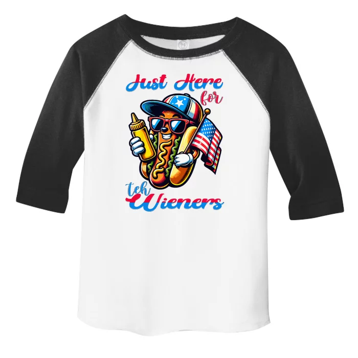 Hot Dog IM Just Here For The Wieners 4th Of July Toddler Fine Jersey T-Shirt