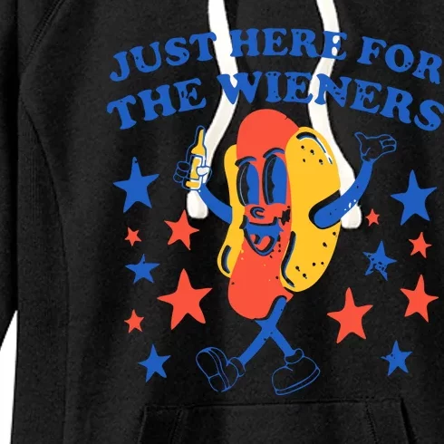 Hot Dog Im Just Here For The Wieners 4th Of July Women's Fleece Hoodie