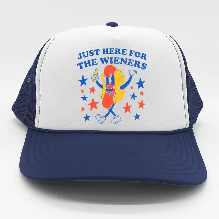 Hot Dog Im Just Here For The Wieners 4th Of July Trucker Hat