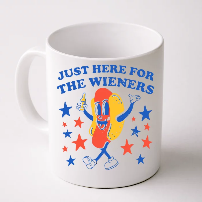 Hot Dog Im Just Here For The Wieners 4th Of July Front & Back Coffee Mug