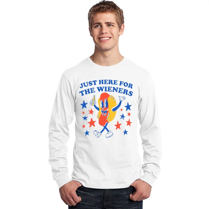 Hot Dog Im Just Here For The Wieners 4th Of July Tall Long Sleeve T-Shirt