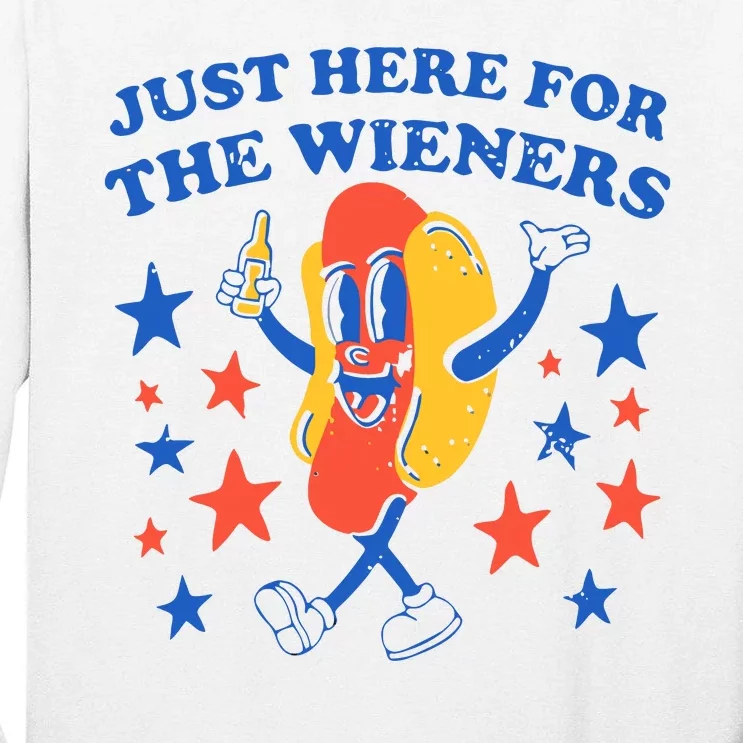 Hot Dog Im Just Here For The Wieners 4th Of July Tall Long Sleeve T-Shirt