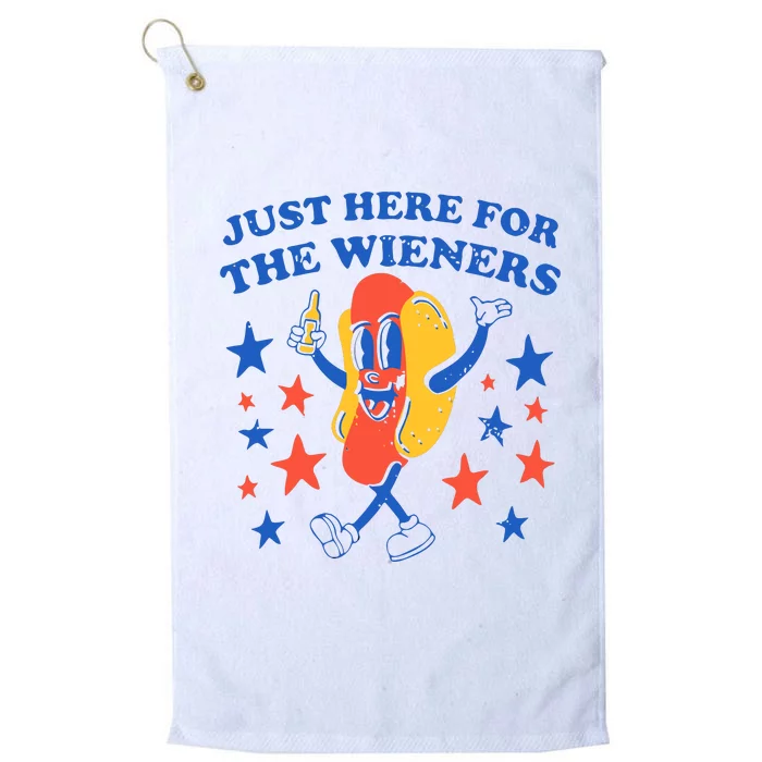 Hot Dog Im Just Here For The Wieners 4th Of July Platinum Collection Golf Towel