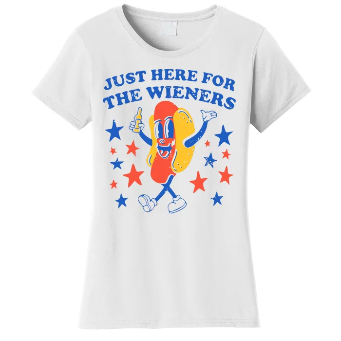 Hot Dog Im Just Here For The Wieners 4th Of July Women's T-Shirt