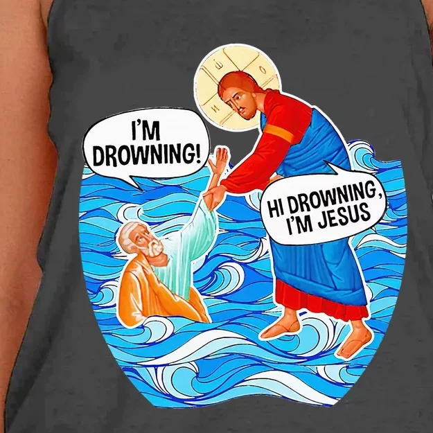 Hi Drowning IM Jesus Women's Knotted Racerback Tank