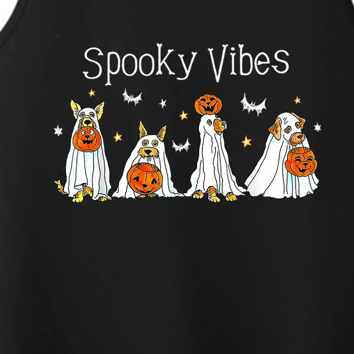 Halloween Dogs In Ghost Costume Spooky Vibes Dog Lover Gift Meaningful Gift Performance Tank