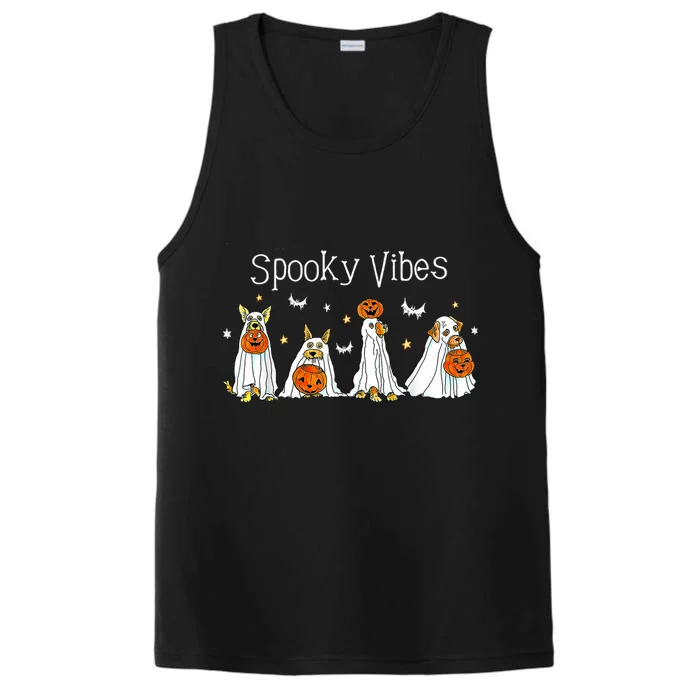 Halloween Dogs In Ghost Costume Spooky Vibes Dog Lover Gift Meaningful Gift Performance Tank