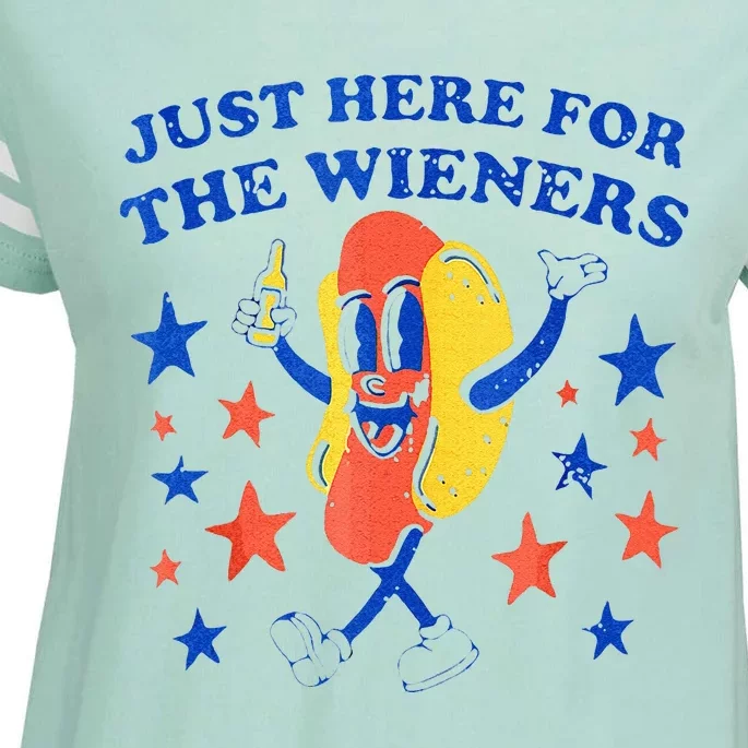 Hot Dog Im Just Here For The Wieners 4th Of July Funny Enza Ladies Jersey Football T-Shirt