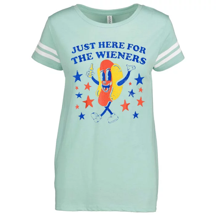 Hot Dog Im Just Here For The Wieners 4th Of July Funny Enza Ladies Jersey Football T-Shirt