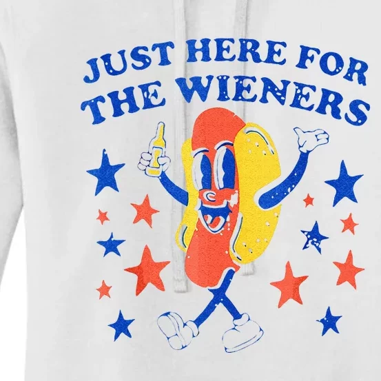 Hot Dog Im Just Here For The Wieners 4th Of July Funny Women's Pullover Hoodie