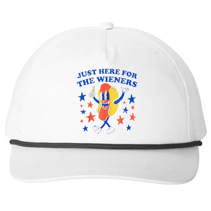 Hot Dog Im Just Here For The Wieners 4th Of July Funny Snapback Five-Panel Rope Hat