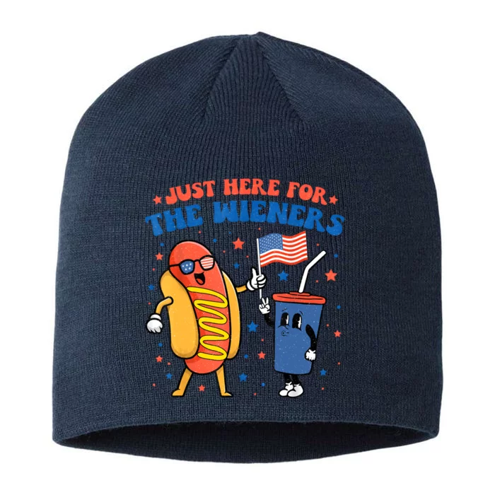 Hot Dog Im Just Here For The Wieners Funny 4Th Of July 8 1/2in Sustainable Knit Beanie