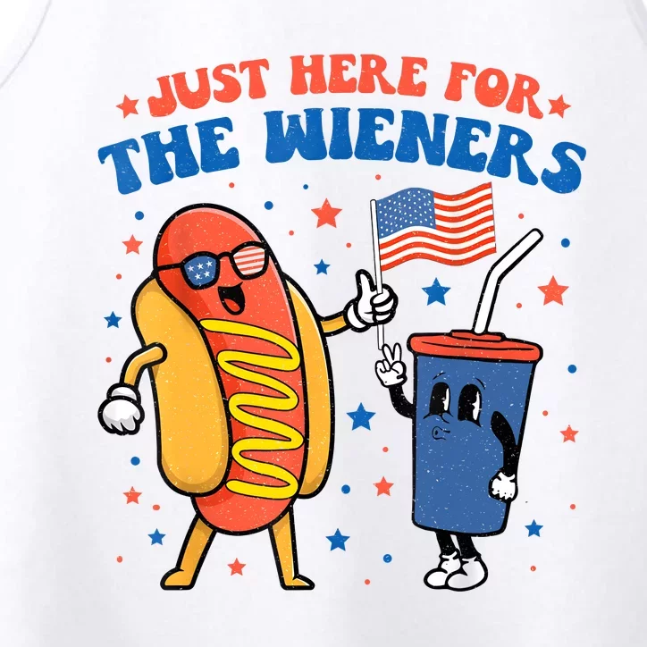 Hot Dog Im Just Here For The Wieners Funny 4Th Of July Performance Tank