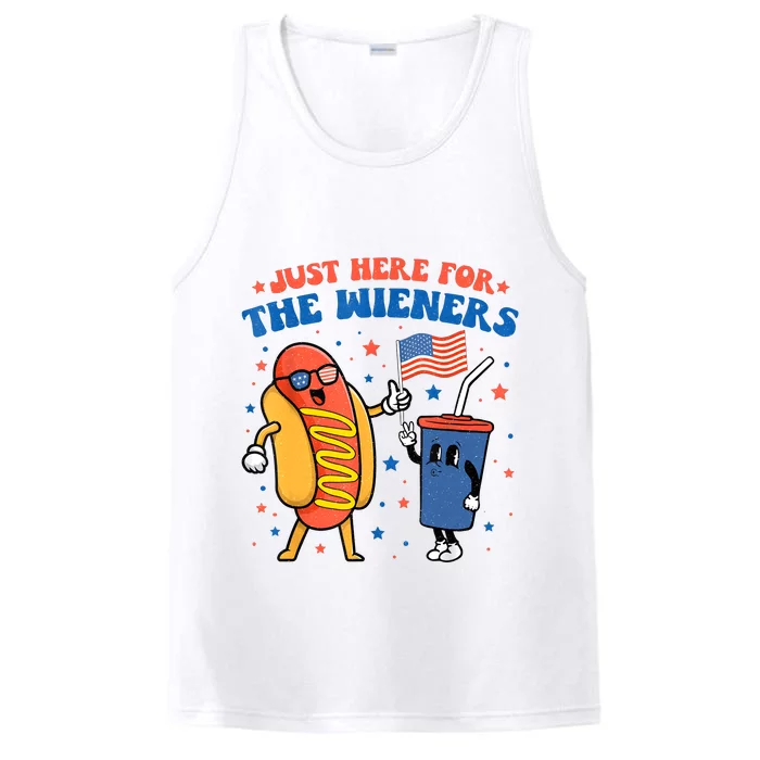 Hot Dog Im Just Here For The Wieners Funny 4Th Of July Performance Tank