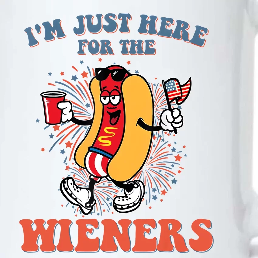 Hot Dog IM Just Here For The Wieners 4th Of July Black Color Changing Mug