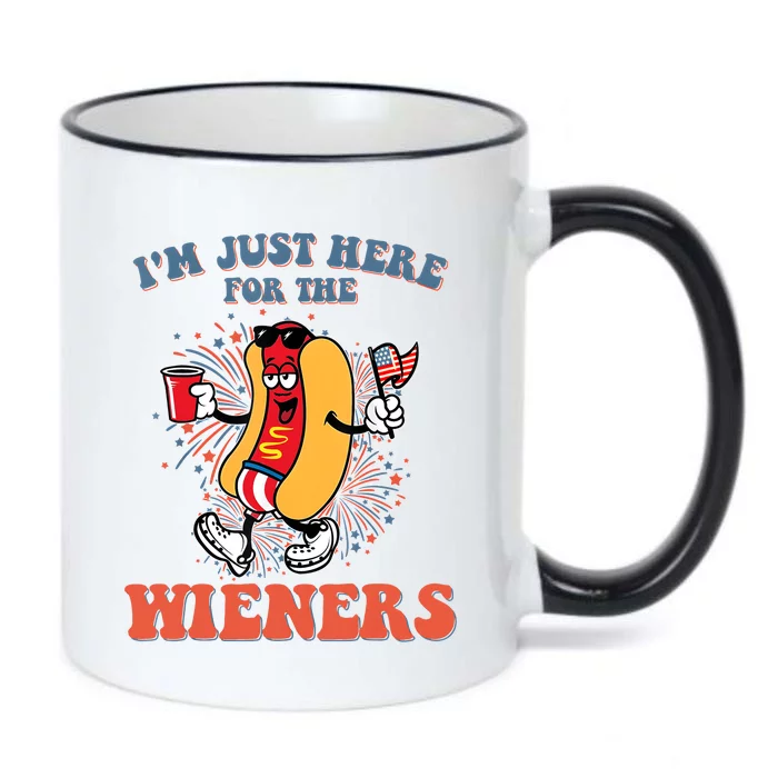 Hot Dog IM Just Here For The Wieners 4th Of July Black Color Changing Mug