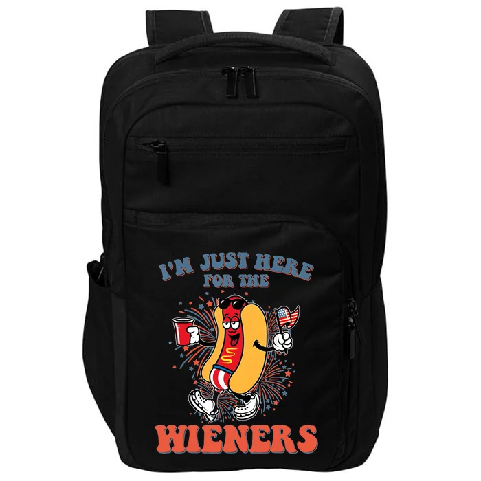 Hot Dog IM Just Here For The Wieners 4th Of July Impact Tech Backpack