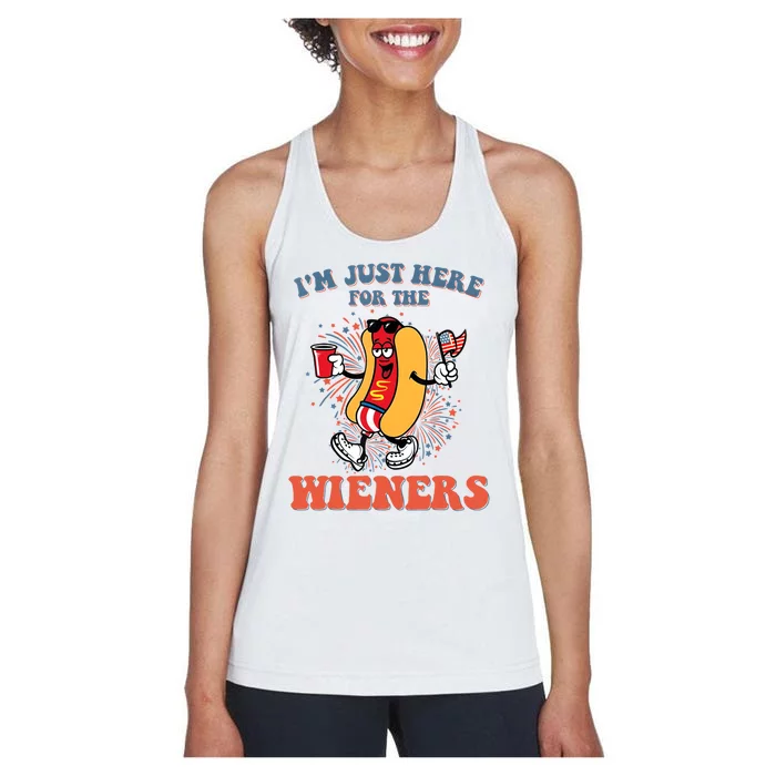 Hot Dog IM Just Here For The Wieners 4th Of July Women's Racerback Tank