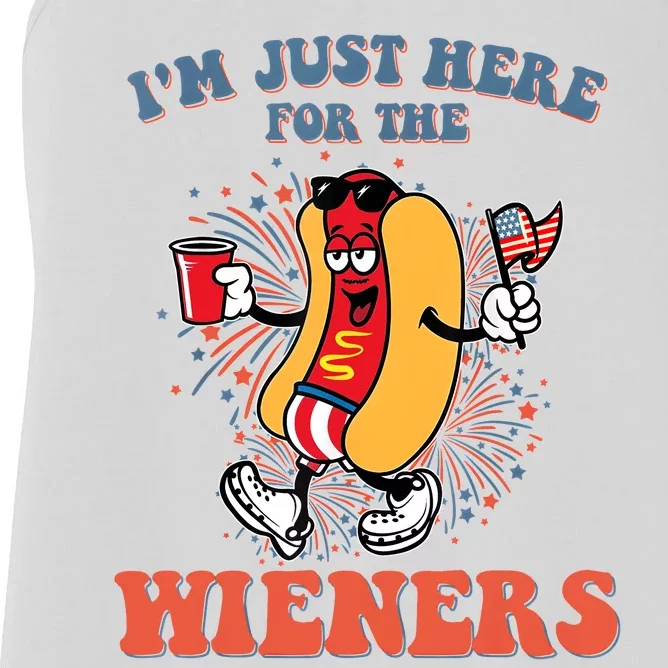 Hot Dog IM Just Here For The Wieners 4th Of July Women's Racerback Tank