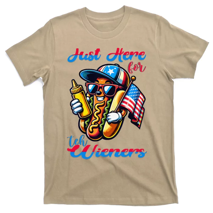 Hot Dog IM Just Here For The Wieners 4th Of July T-Shirt