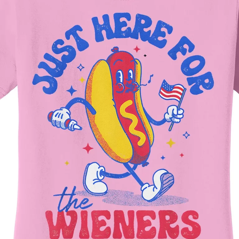 Hot Dog IM Just Here For The Wieners Funny Fourth Of July Women's T-Shirt