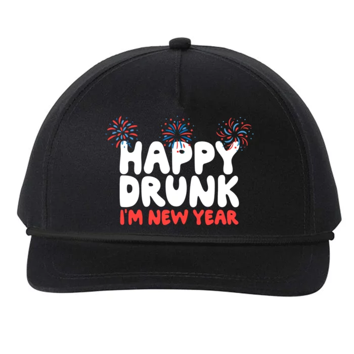 Happy Drunk I'm New Year Gift New Year Eve Beer Wine Alcohol Gift Snapback Five-Panel Rope Hat