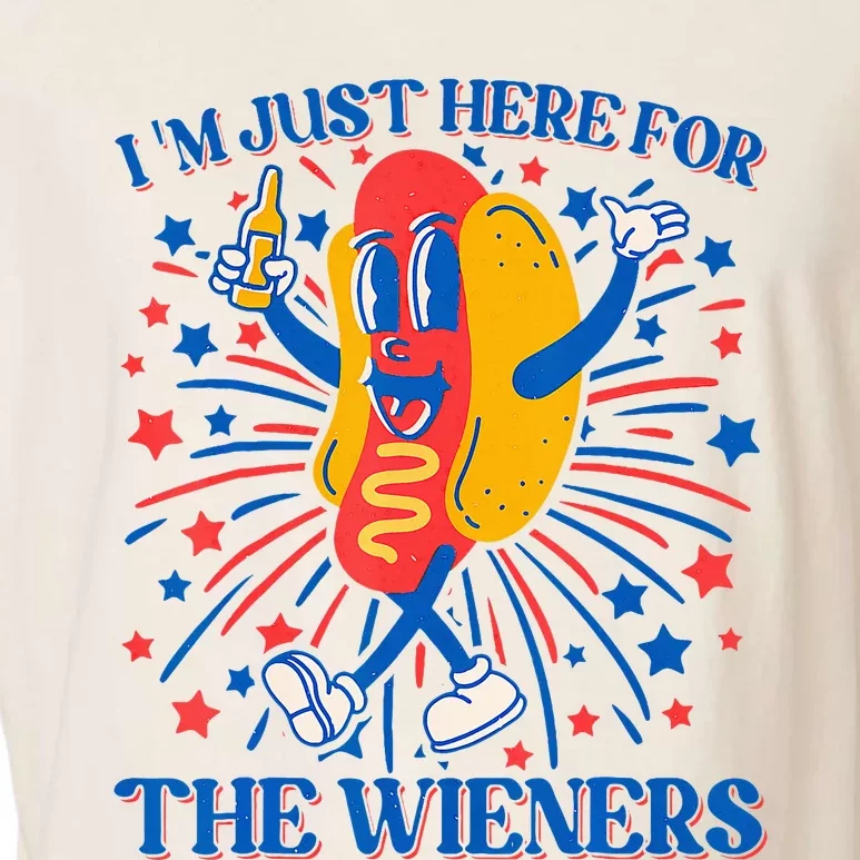 Hot Dog IM Just Here For The Wieners 4th Of July Garment-Dyed Women's Muscle Tee