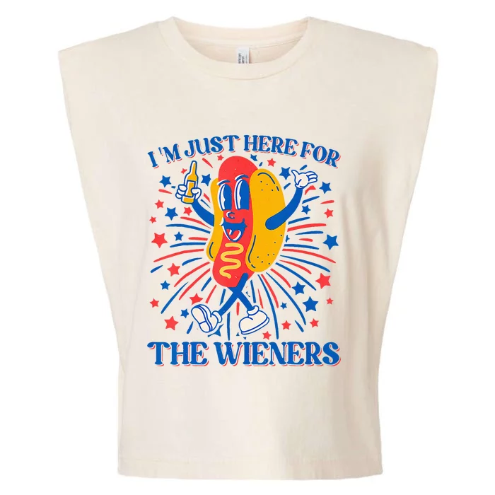 Hot Dog IM Just Here For The Wieners 4th Of July Garment-Dyed Women's Muscle Tee