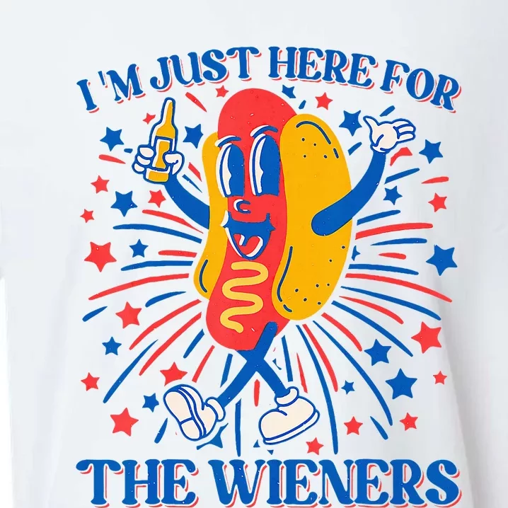 Hot Dog IM Just Here For The Wieners 4th Of July Sueded Cloud Jersey T-Shirt