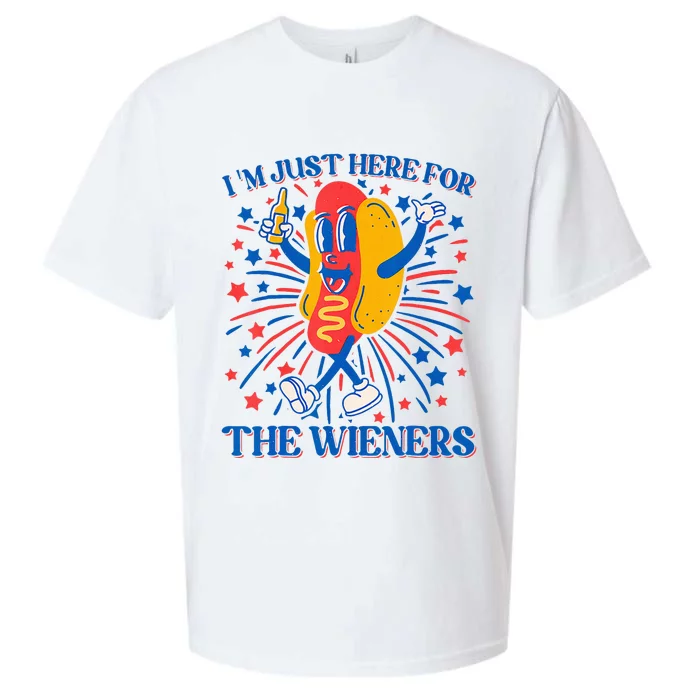 Hot Dog IM Just Here For The Wieners 4th Of July Sueded Cloud Jersey T-Shirt