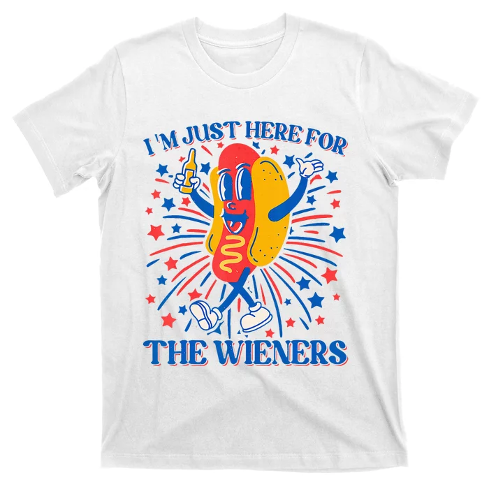 Hot Dog IM Just Here For The Wieners 4th Of July T-Shirt