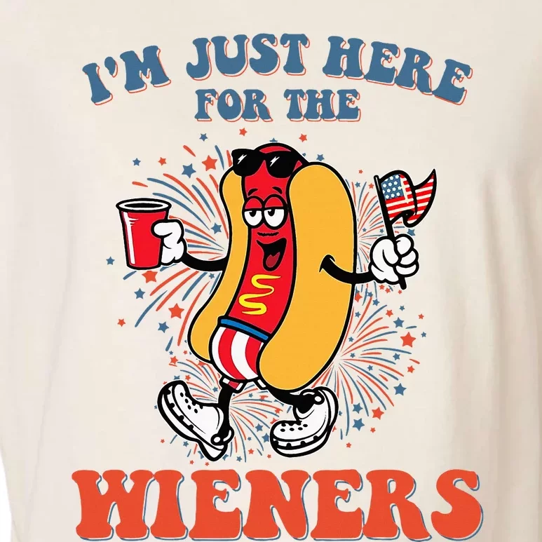 Hot Dog IM Just Here For The Wieners 4th Of July Garment-Dyed Women's Muscle Tee