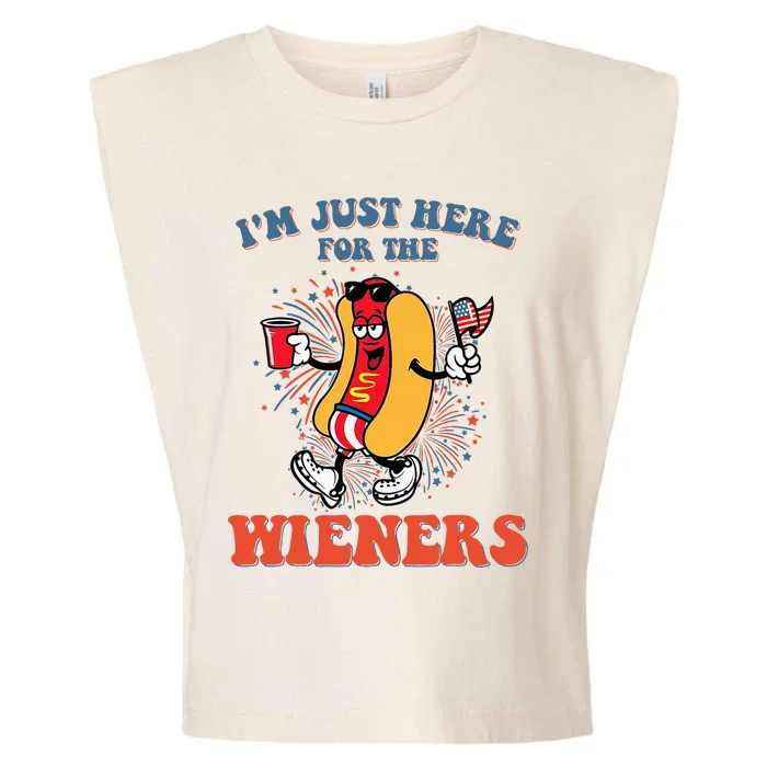 Hot Dog IM Just Here For The Wieners 4th Of July Garment-Dyed Women's Muscle Tee