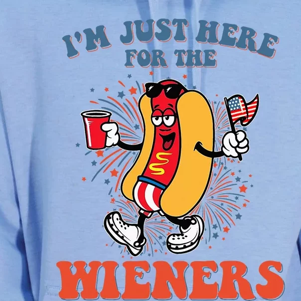 Hot Dog IM Just Here For The Wieners 4th Of July Unisex Surf Hoodie