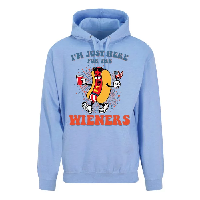 Hot Dog IM Just Here For The Wieners 4th Of July Unisex Surf Hoodie