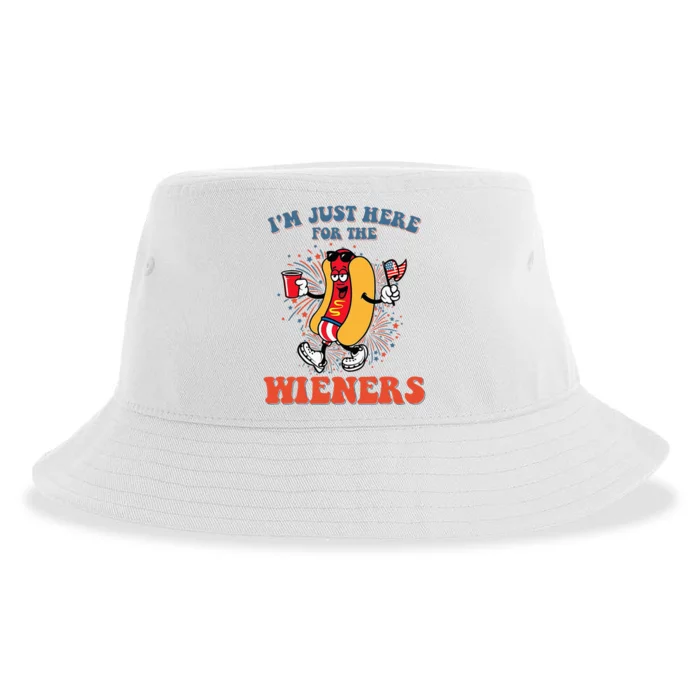 Hot Dog IM Just Here For The Wieners 4th Of July Sustainable Bucket Hat