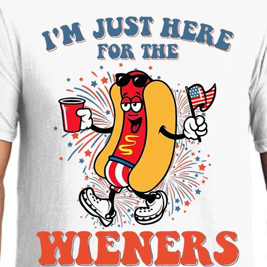 Hot Dog IM Just Here For The Wieners 4th Of July Pajama Set