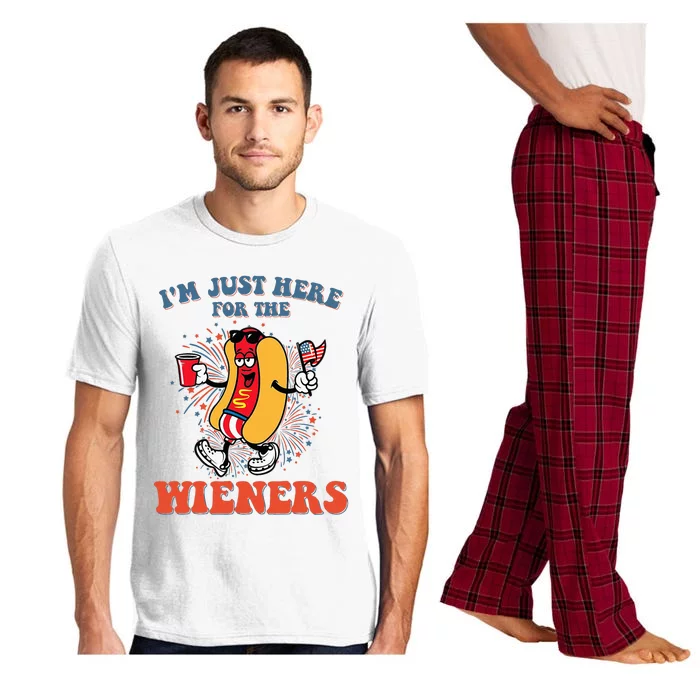 Hot Dog IM Just Here For The Wieners 4th Of July Pajama Set