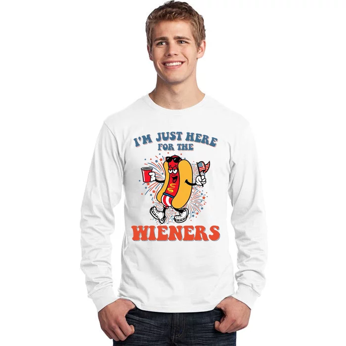 Hot Dog IM Just Here For The Wieners 4th Of July Tall Long Sleeve T-Shirt