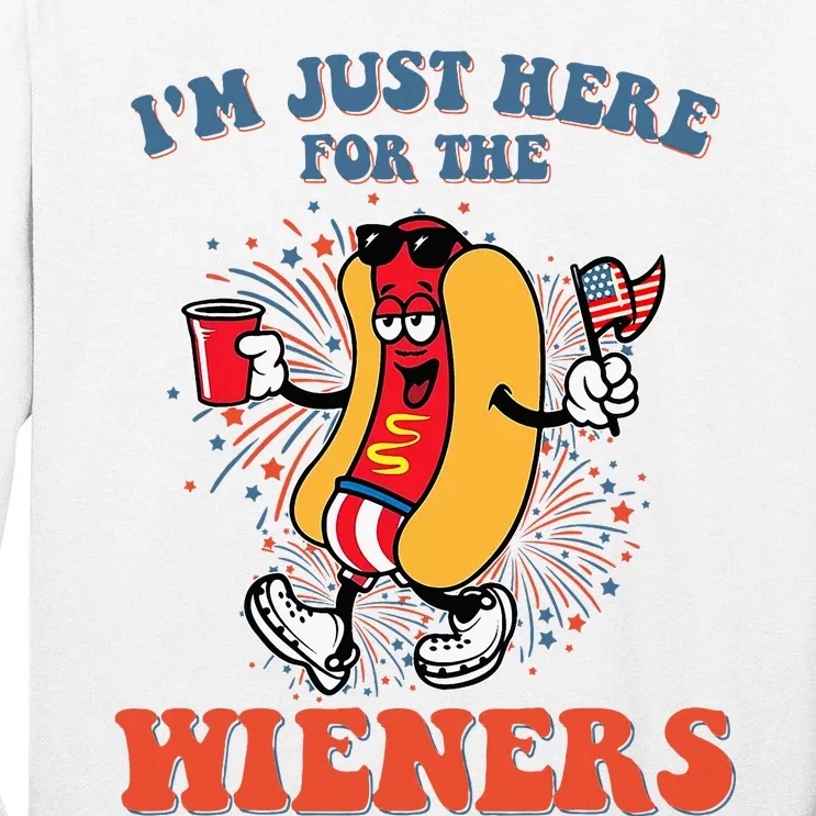 Hot Dog IM Just Here For The Wieners 4th Of July Tall Long Sleeve T-Shirt