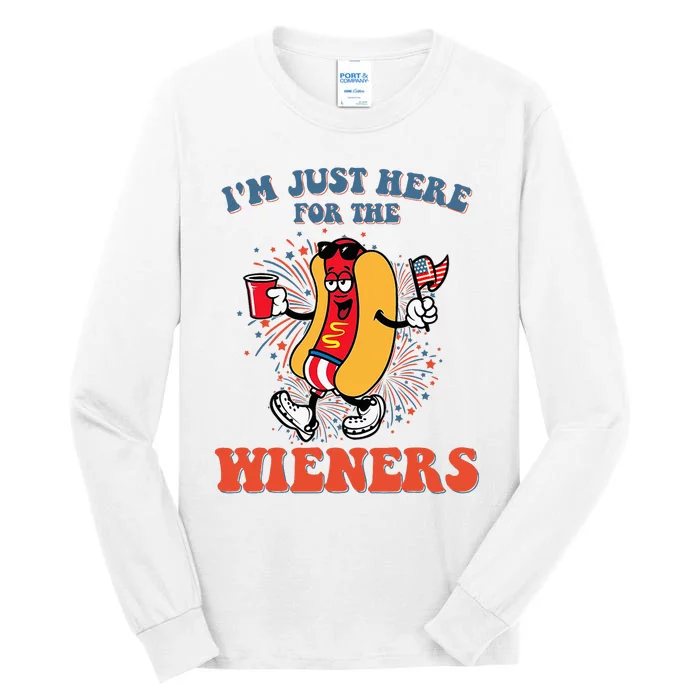 Hot Dog IM Just Here For The Wieners 4th Of July Tall Long Sleeve T-Shirt