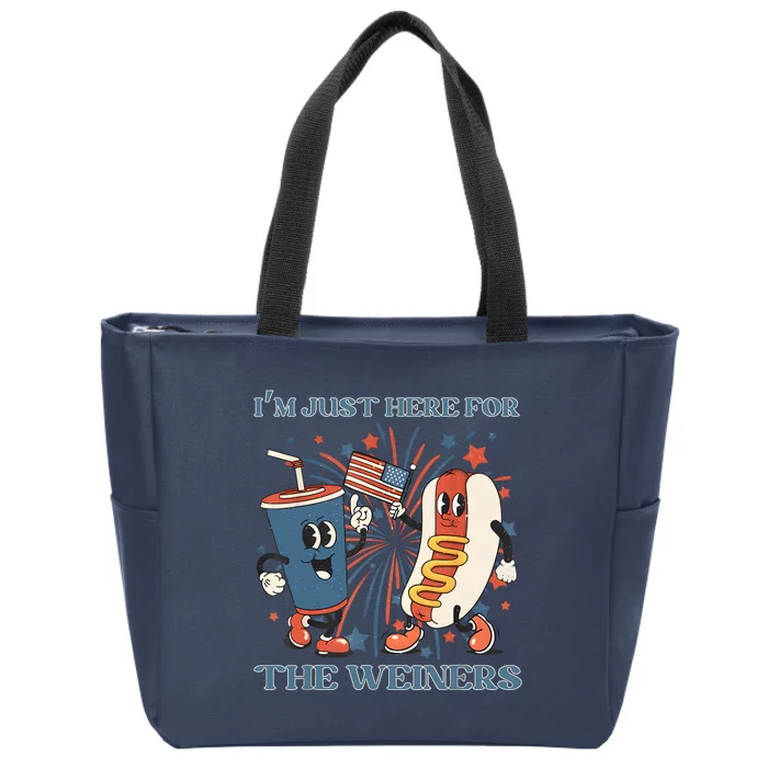 Hot Dog Im Just Here For The Wieners 4Th Of July Zip Tote Bag