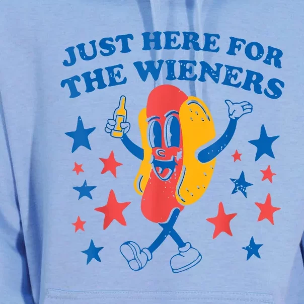 Hot Dog Im Just Here For The Wieners 4Th Of July Unisex Surf Hoodie