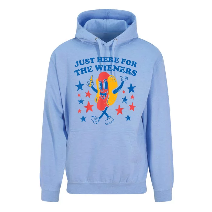 Hot Dog Im Just Here For The Wieners 4Th Of July Unisex Surf Hoodie