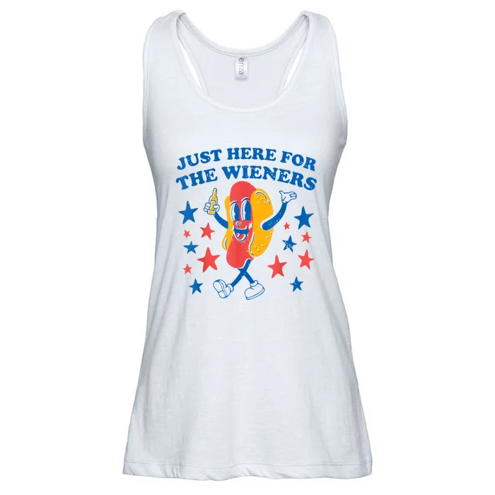 Hot Dog Im Just Here For The Wieners 4Th Of July Ladies Essential Flowy Tank