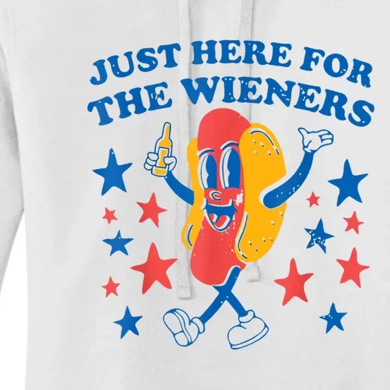 Hot Dog Im Just Here For The Wieners 4Th Of July Women's Pullover Hoodie