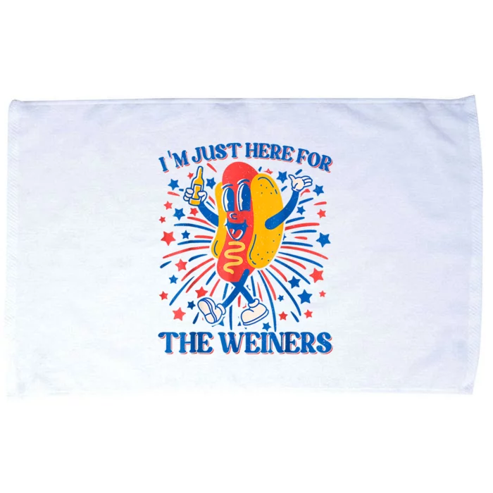 Hot Dog Im Just Here For The Wieners 4Th Of July Microfiber Hand Towel