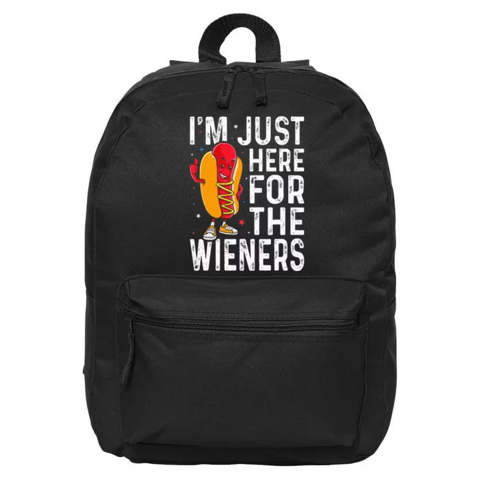 Hot Dog IM Just Here For The Wieners 4th Of July 16 in Basic Backpack